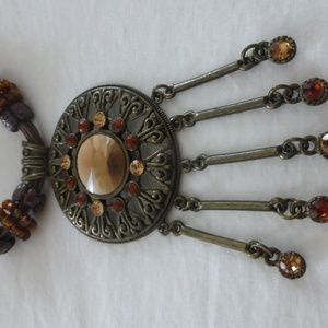 Boho Dark Brown and Green Necklace